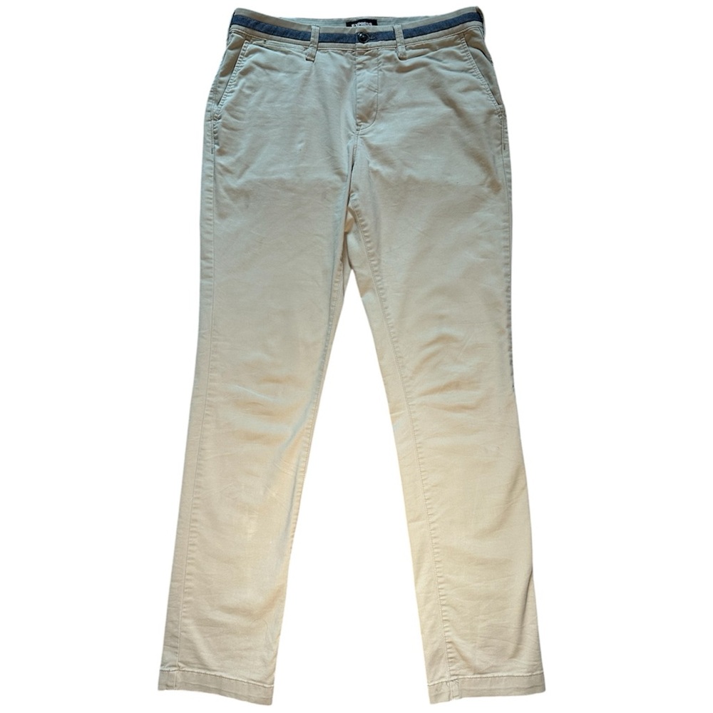 Express Men's Tan Chinos Flat Front Cotton Stretch Pants Cream Size Medium